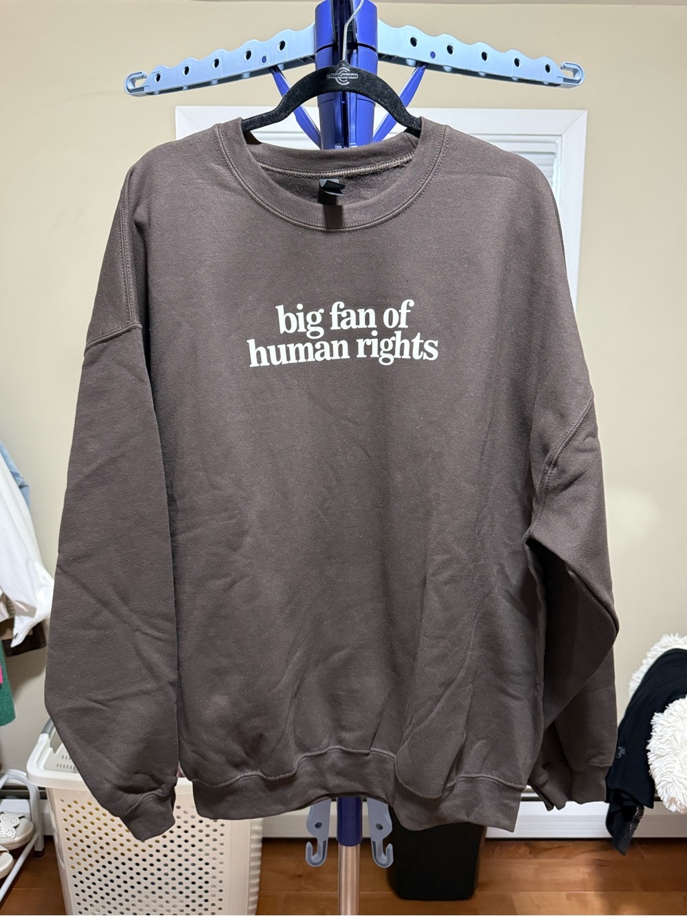 Big Fan of Human Rights Brown Crewneck Sweatshirt Size 2XL
